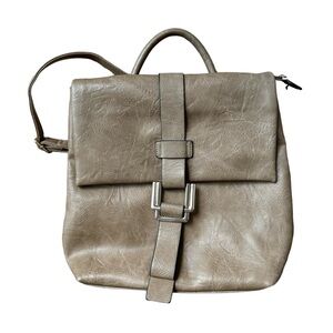 Tan Fashion Gold Buckle Backpack Purse